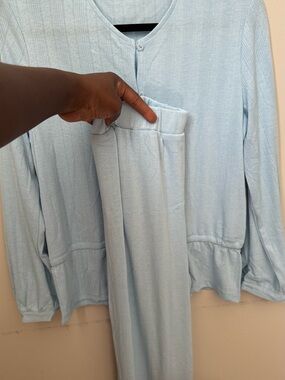 Light Blue Cozy Two-Piece Loungewear Set